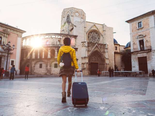 Student arriving in Valencia, Spain