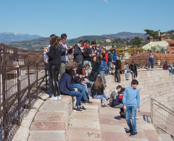 Students in Roman Amphitheatre, Verona